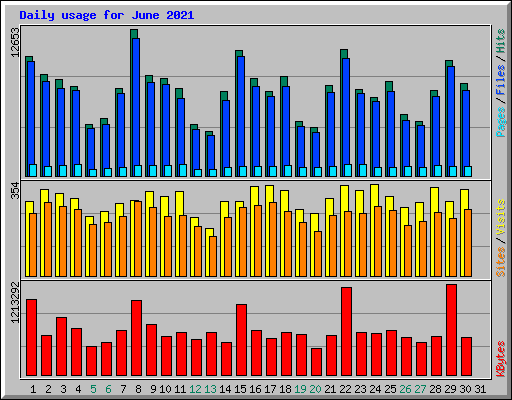 Daily usage for June 2021