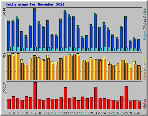Daily usage for December 2021
