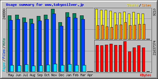 Usage summary for www.tokyosilver.jp
